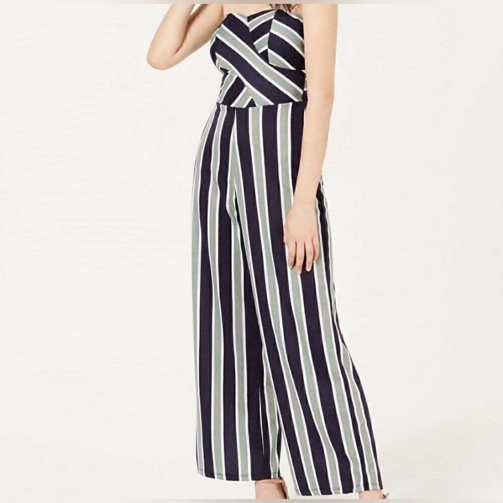 Planet Gold Strapless Striped Jumpsuit Size Medium